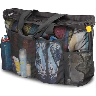 Europese en Amerikaanse Stijl Grote Capaciteit Mesh Strand Handtas Dames Schoudertas Outdoor Reis Opberg Tote Tas 67X18.5X45
