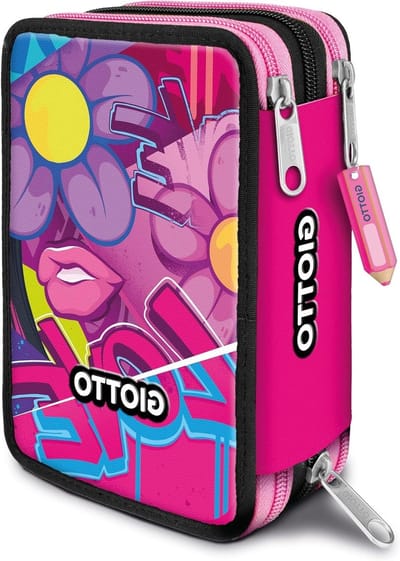 Pennenetui 3 Ritsen - Etui Jongens Meisjes - Schoolbenodigdheden Organiseren - Waterdicht Polyester Materiaal - 3 Liter - Roze Street Art