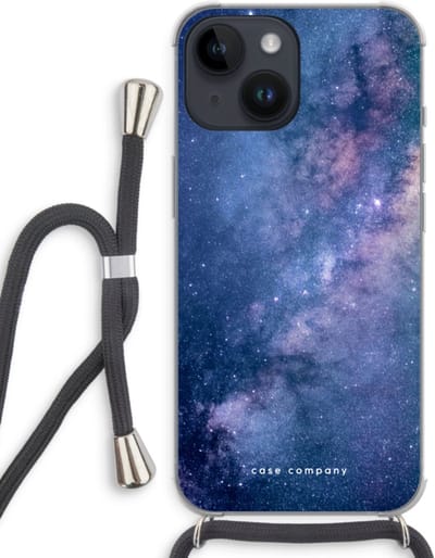 Case Company® - Hoesje met koord geschikt voor iPhone 14 hoesje met Koord - Nebula - Telefoonhoesje met Zwart Koord - Bescherming aan alle Kanten en Over de Schermrand