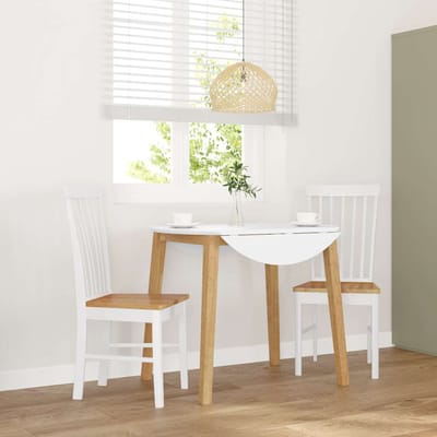 vidaXL - Eetkamerstoelen - met - kussens - 2 - st - massief - hout - rubber - wit