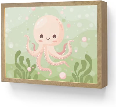 Wandlamp 40x30 cm - Oplaadbaar - Octopus - Zeedieren - Groen - Onderwater - Wandlampen binnen woonkamer - Slaapkamer lamp - Decoratieve nachtlamp - Vloerlamp draadloos