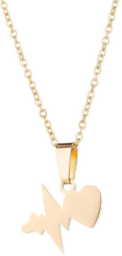 24/7 Jewelry Collection Hartslag Hart Ketting - Goudkleurig