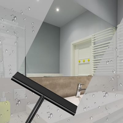 Famanu - Siliconen douche- en raamtrekker met RVS kern, streepvrij, zwart