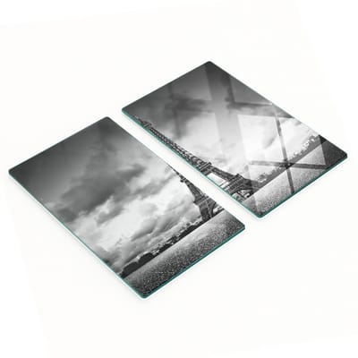 Set van twee glazen snijplanken met afbeelding van de Eiffeltoren in Parijs, 2x30x52 cm