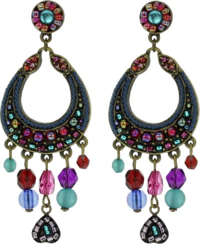 Behave - Oorbelhangers dames - Multicolor retro look - 6,5 cm