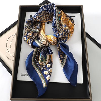 Luxe Zijden Vierkante Geruite Sjaal Dames Satijnen Nek Haarband Zacht Werk Neckerchief Hijab Hoofd Vrouwelijke Foulard gray