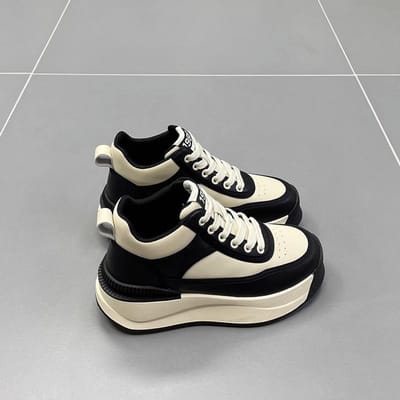 Sneakers Dames Casual Schoenen Lente Nieuwe Mode Veelzijdige Hoge Schoenen Schoenen met Dikke Zool Dames Witte Schoenen 40 white