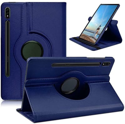 Draaibaar Hoesje - Rotation Tabletcase - Multi stand Case Geschikt voor: Samsung Galaxy Tab S9 FE+ Plus (SM-X810/SM-X816B/SM-X818U) & Tab S9 Plus (SM-X610/SM-X616) 12.4 inch 2023 en Galaxy Tab S10 Plus - Donkerblauw