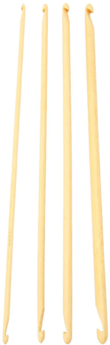 4-delige Antislip Tunesische Bamboe Dubbele Haaknaalden 9,4 Inch Lang, Diverse Maten voor Breien en Naaien