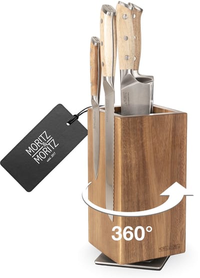 Moritz & Moritz Messenblok Magnetisch - Acaciahouten Messenmagneet Zonder Messen - 25 x 12 cm - Bruin