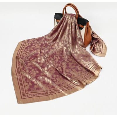 100x100cm Dames Zijden Vierkante Sjaal Hijab Dames Ontwerp Print Dames Sjaals Wraps Foulard Hoofdbanden Bufanda Grote Bandana Luxe 100x100cm brown