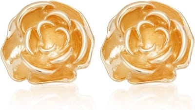 Cosensi - Gouden roos reversspeldjes, 18 karaat goudkleurig, klassiek design, 2 stuks