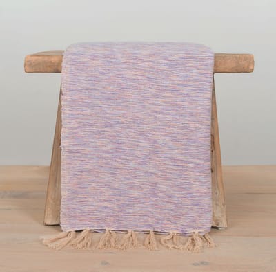 Lantara Grand Foulard - Nomade - Lila Paars - 230x280cm - Bamboe/Katoen - Handgeweven Sprei - Plaid