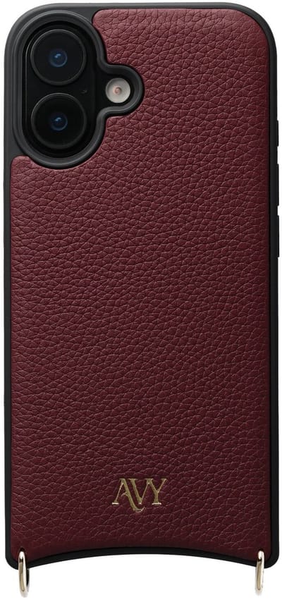AVY Leren Hoesje | Geschikt voor Apple iPhone 17 | Compatibel met MagSafe | Leather Case | Back Cover | Haakjes voor koord | Burgundy