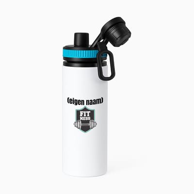 Hacebo® - fitness logo dumbbells met eigen naam waterfles met draaidop blauw - Fitness - atleten/sport liefhebbers - sport - fitness - dumbbells - verjaardag - cadeau - kado - water fles - 850ML