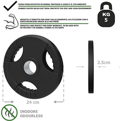 Gietijzeren Halterschijven voor Thuisgym en Sportschool, Ø 50 mm, 1,25 tot 25 kg