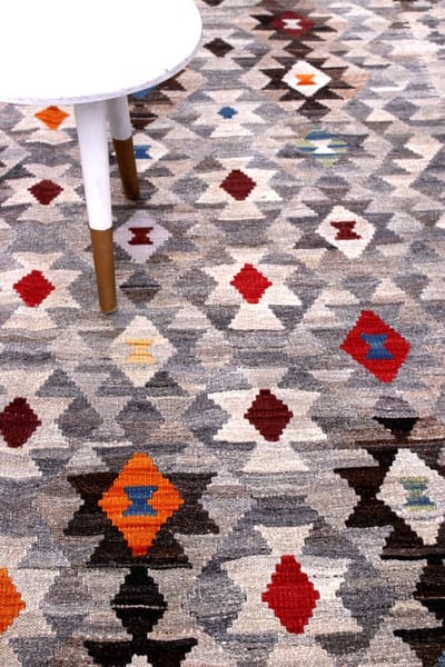 Kleurrijk Tapijt Laagpolig Handgeweven Wollen Vloerkleed - Koho Afghan Kelim 303x202 - 303x202cm- Modern - Woonkamer - Salon - Slaapkamer - Eetkamer