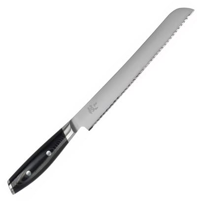 Yaxell Broodmes - 3-laags roestvrij staal - gekarteld lemmet - 23 cm - zwart - voor brood