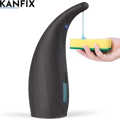 KanFix® Automatische Zeepdispenser - Zeeppompje - met Sensor - Zeep Dispenser - Donker Hout - Zwart