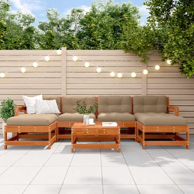 vidaXL - Tuin - loungeset - 7 - st - Wasbruin - Massief - grenenhout