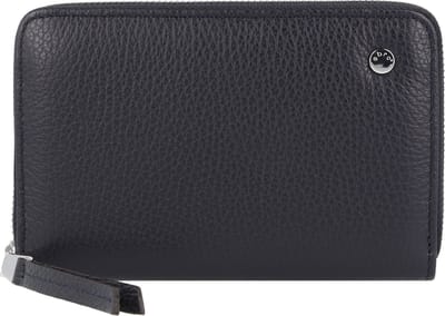 abro Leren Portemonnee Leather Adria Zip Wallet Navy Blauw
