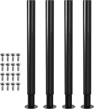 Set van 12 In Hoogte Verstelbare Metalen Meubelpoten Zwart - 70 tot 110 cm - Voor Tafels en Kasten