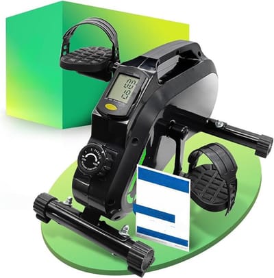 VIN® Bureaufiets – Deskbike Met LCD-Display – Stoelfiets Bewegingstrainer – Bureau Fiets Met Instelbare Weerstand – Mini Hometrainer Incl. Bevestigingsband - 48 x 40 x 30 cm