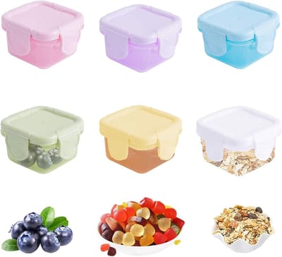 QTTVBTNA 6 Stuks Mini Vershoudbakjes - Saus Bakjes – 60 ml - PP - Bpa Vrij - Herbruikbaar - Magnetronbestendig - koelkastgeschikt