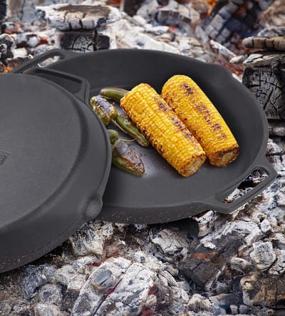 Serveerschaal Gietijzer - Braadpan Stoofpan - Buiten Koken - Emaille Coating - 35 x 5 cm - Zwart