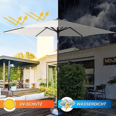 Zweefparasol 300 cm Aluminium zwevende terrasparasol met LED-zonne-energie, 360° draaibaar, waterafstotend, UV50+ zonwering, inklapbaar en kantelbaar, modern tuinscherm voor balkon, tuin & terras –...