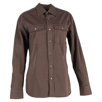 Tom Ford twill overhemd in bruin katoen