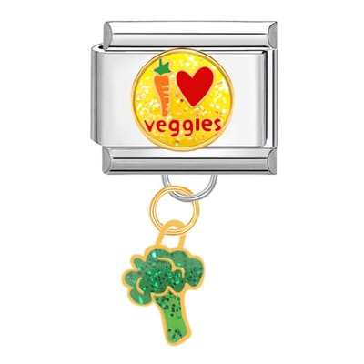 Quiges - Schakel - Bedel - 9mm - charms - Liefde Veggies hanger - Geschikt voor - armband - Schakelarmband - italy bedels armband