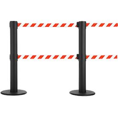 Afzetpaal GLA 89, trekband elk met lengte 9 m, 3-voudig koppelbaar, wit/rood