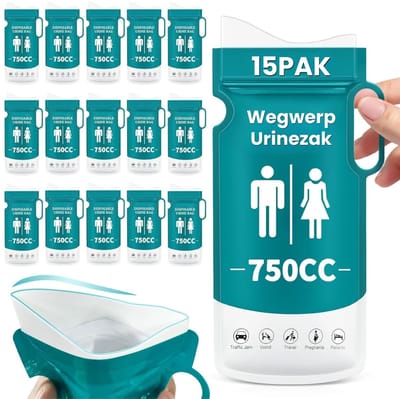 Plaszakken 15 Stuks Hygiënisch & Lekvrij Ontwerp - Plaszakjes voor Noodgevallen Unisex & Direct Gebruiksklaar - Wegwerp Urinezakje Met Absorberende Gel | Ideaal Voor Reizen, Camping & Auto