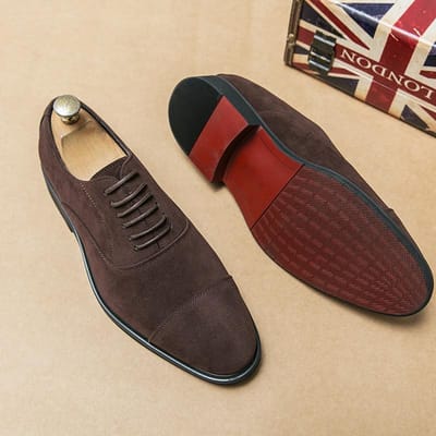 Heren Oxford Schoenen Suède Leer Schoenen Vintage Instappers Klassiek Casual Heren Rijschoenen Bruiloft Heren Formele Schoenen Spitse 45 brown