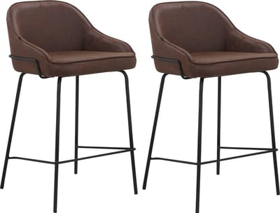 Oline-Barkruk - Bruin Stof - Set van 2
