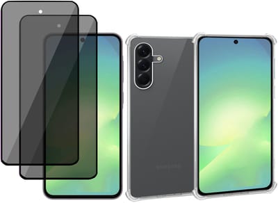 ChiGuard Hoesje & 2x Privacy Screenprotector geschikt voor Samsung A56 / A36 – Gehard Glas Cover + Shock Proof Case - Transparant