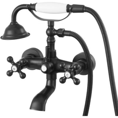 VEVOR Clawfoot Badfaan, Wandmontage Badfaan met Handshower, Vintage Matte Black Clawfoot Badvulfaan Shower Kit met Aanpasbare Swing Arms & 360° Rotatie Straal voor Baden