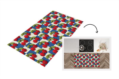 Keukenloper - Loper keuken - Meiden - Kers - Eten - Patronen - 120x60 cm - Keukenloper vinyl