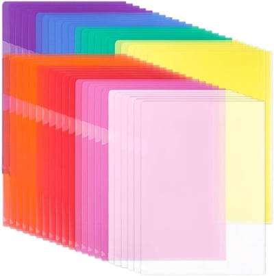 Transparante A4 Plastic Mappen, 42 Stuks, Ideaal voor Papieropslag, 8 Kleuren, Perfect voor School en Kantoor