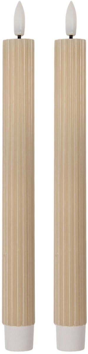 Clayre & Eef LED Dinerkaarsen set van 2 Ø 2x25 cm Beige Wax
