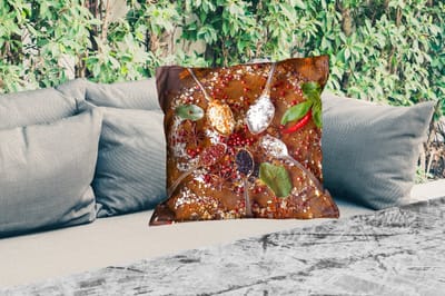 Sierkussen Buiten - Specerijen - Kruiden - Lepels - Zout - Bruin - Keuken - 60x60 cm - Weerbestendig