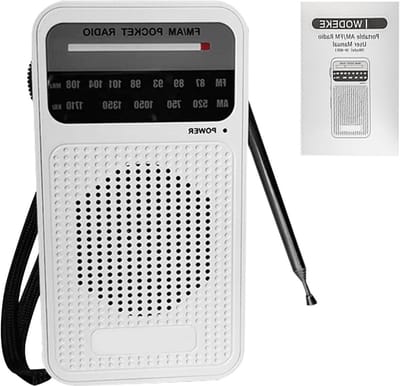 Draagbare Radio - Zakradio AM/FM - Reizen en Ontspanning - Seniorenvriendelijk Ontwerp - 13x7.2x3.1 cm - Wit