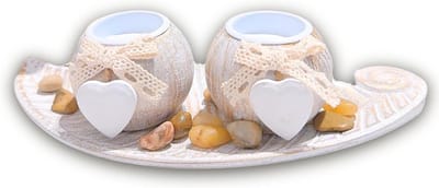 theelicht kaarsenhouder set, witte theelicht pijler kandelaars met houten dienblad, bladvormige decoratieve kom, kaars lade, kerst tafel decoratie
