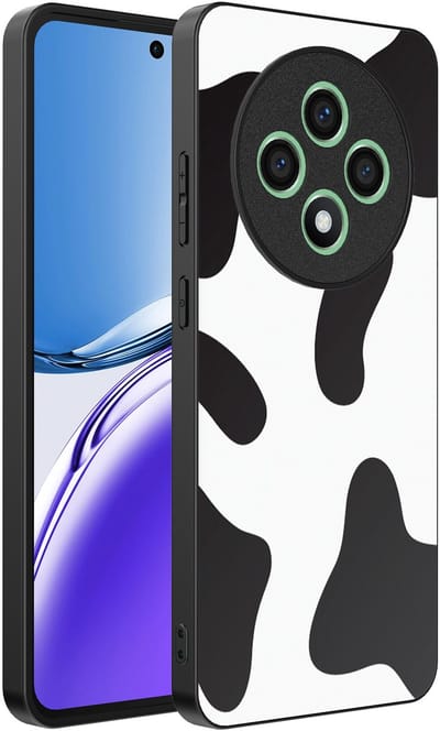 Smartphonica Telefoonhoesje Geschikt voor Oppo Reno 12F met Koeienvlekken Opdruk - TPU Backcover Case With Cow Patches Design geschikt voor Oppo Reno 12F