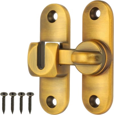 Deur Grendel - Schuifdeur Slot - Veiligheid Thuis - 90/180 Graden Montage - 60x79mm - Geel