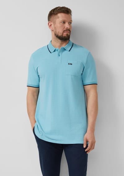 Katoenen piqué polo met logo en borstzak s.Oliver