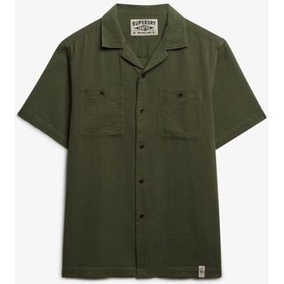 Superdry The Merchant Store - Gestructureerd Overhemd met Korte Mouwen Green Grootte: Xxxl