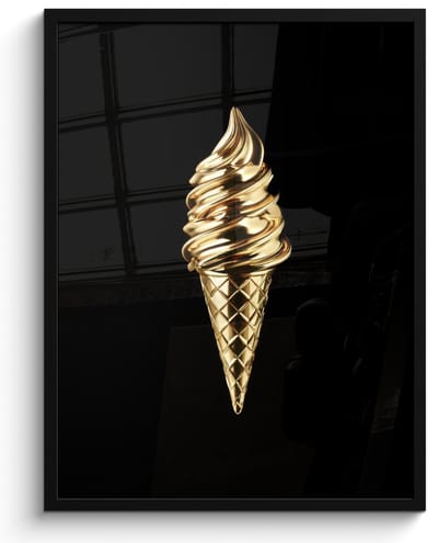 Fotolijst inclusief poster - Posterlijst 50x70 cm - Posters - Ijs - Goud - Zwart - Eten - Foto in lijst - Keuken decoratie muur - Wanddecoratie accessoires - Muurdecoratie - Schilderijen