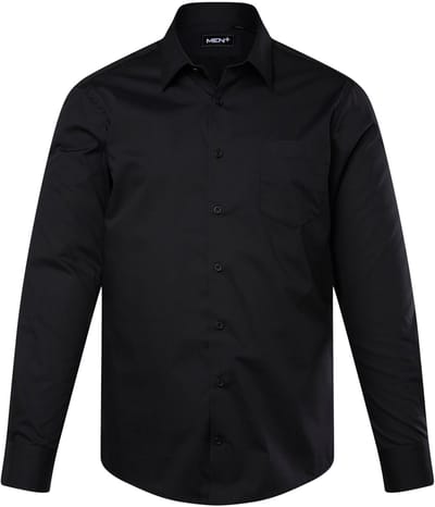 Men Plus - Heren - Businesshemd lange mouwen Easy Care Kentkraag Comfort Fit - Zwart - Maat 4XL